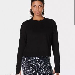 Sweaty Betty After Class Crop Sweatshirt/Thumbholes/Organic Cotton/Workout